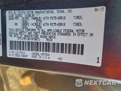 Zdjęcie 12 z 12 samochodu: 2015 TOYOTA TUNDRA DOUBLE CAB SR VIN:5TFUY5F10FX478071 - miniatura