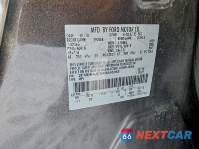 Zdjęcie 13 z 13 samochodu: 2010 FORD EDGE SEL VIN:2FMDK4JC8ABA95365 - miniatura