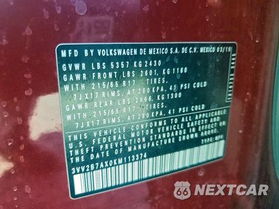 Zdjęcie 13 z 13 samochodu: 2019 VOLKSWAGEN TIGUAN SE VIN:3VV2B7AX0KM113374 - miniatura