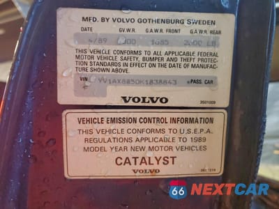 Zdjęcie 12 z 12 samochodu: 1989 VOLVO 245 DL VIN:YV1AX8850K1838843 - miniatura
