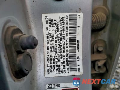 Zdjęcie 12 z 12 samochodu: 2006 HONDA CIVIC EX VIN:1HGFA16816L069623 - miniatura