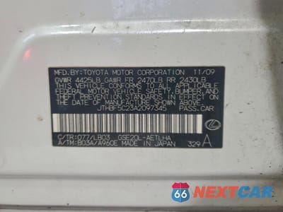 Zdjęcie 12 z 13 samochodu: 2010 LEXUS IS 250 VIN:JTHBF5C23A2097345 - miniatura