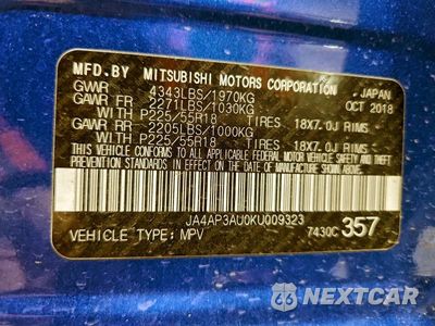 Zdjęcie 13 z 13 samochodu: 2019 MITSUBISHI OUTLANDER SPORT ES VIN:JA4AP3AU0KU009323 - miniatura