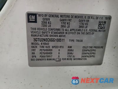 Zdjęcie 13 z 13 samochodu: 2016 GMC SIERRA K1500 SLT VIN:3GTU2NEC6GG100511 - miniatura