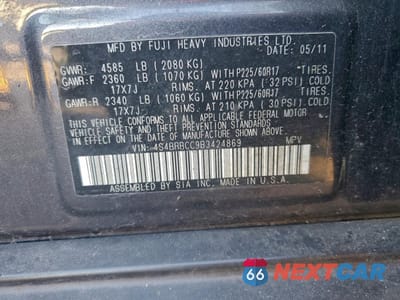 Zdjęcie 13 z 14 samochodu: 2011 SUBARU OUTBACK 2.5I PREMIUM VIN:4S4BRBCC9B3424869 - miniatura