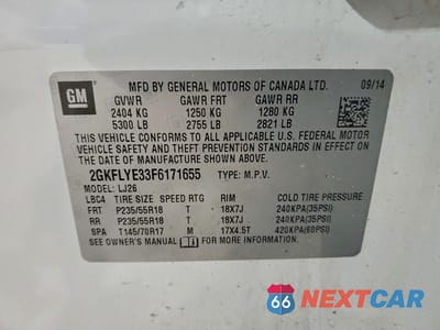 Zdjęcie 13 z 13 samochodu: 2015 GMC TERRAIN SLT VIN:2GKFLYE33F6171655 - miniatura