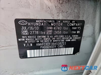 Zdjęcie 12 z 12 samochodu: 2011 HYUNDAI AZERA GLS VIN:KMHFC4DF3BA538711 - miniatura