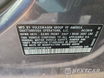 Zdjęcie 12 z 14 samochodu: 2015 VOLKSWAGEN PASSAT SEL VIN:1VWCV7A31FC087248 - miniatura