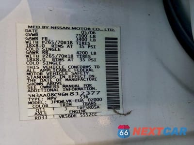 Zdjęcie 13 z 13 samochodu: 2006 INFINITI QX56 VIN:5N3AA08C96N812377 - miniatura