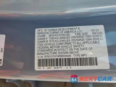 Zdjęcie 13 z 14 samochodu: 2024 HONDA PILOT TOURING VIN:5FNYG1H74RB006646 - miniatura