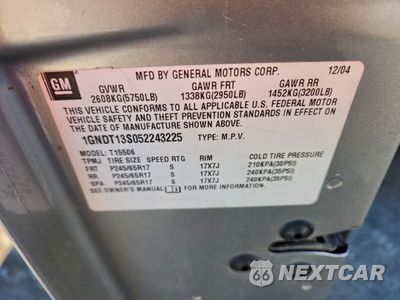 Zdjęcie 13 z 15 samochodu: 2005 CHEVROLET TRAILBLAZER LS VIN:1GNDT13S052243225 - miniatura