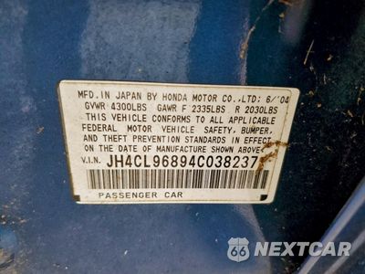 Zdjęcie 12 z 12 samochodu: 2004 ACURA TSX VIN:JH4CL96894C038237 - miniatura