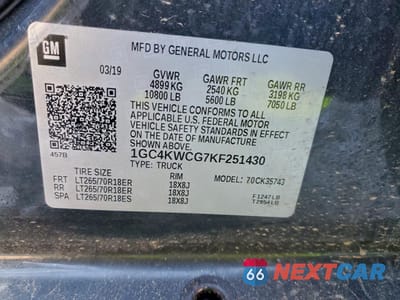 Zdjęcie 13 z 16 samochodu: 2019 CHEVROLET SILVERADO K3500 LT VIN:1GC4KWCG7KF251430 - miniatura