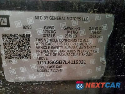 Zdjęcie 12 z 12 samochodu: 2020 CHEVROLET SONIC VIN:1G1JG6SB7L4116321 - miniatura
