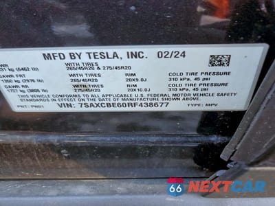 Zdjęcie 13 z 13 samochodu: 2024 TESLA X VIN:7SAXCBE60RF438677 - miniatura