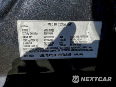 Zdjęcie 12 z 13 samochodu: 2024 TESLA MODEL Y VIN:7SAYGDED2RF082106 - miniatura