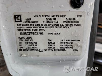 Zdjęcie 12 z 12 samochodu: 2003 GMC SIERRA C2500 HEAVY DUTY VIN:1GTHC23193F217672 - miniatura
