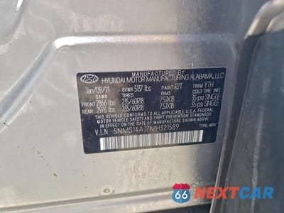 Zdjęcie 13 z 13 samochodu: 2021 HYUNDAI SANTA FE SE VIN:5NMS14AJ7MH321589 - miniatura