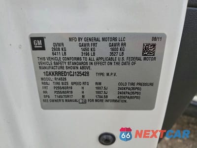 Zdjęcie 13 z 13 samochodu: 2012 GMC ACADIA SLT-1 VIN:1GKKRRED1CJ125428 - miniatura