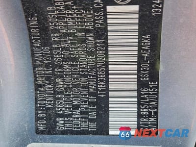 Zdjęcie 12 z 12 samochodu: 2007 TOYOTA AVALON XLS VIN:4T1BK36B57U208211 - miniatura