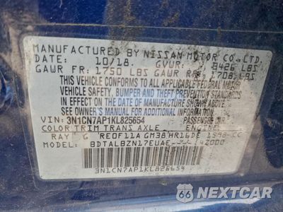 Zdjęcie 12 z 12 samochodu: 2019 NISSAN VERSA S VIN:3N1CN7AP1KL825654 - miniatura
