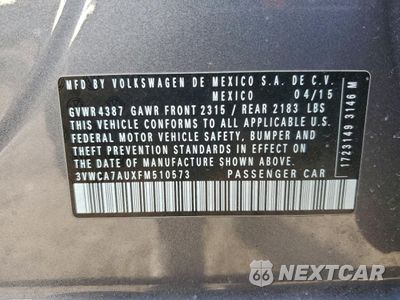 Zdjęcie 12 z 14 samochodu: 2015 VOLKSWAGEN GOLF SPORTWAGEN TDI S VIN:3VWCA7AUXFM510573 - miniatura
