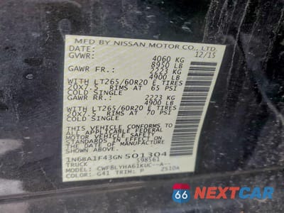 Zdjęcie 12 z 12 samochodu: 2016 NISSAN TITAN XD PLATINUM RESERVE DIESEL VIN:1N6BA1F43GN501304 - miniatura