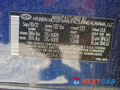 Zdjęcie 12 z 12 samochodu: 2023 HYUNDAI SANTA FE SEL VIN:5NMS24AJ3PH506787 - miniatura