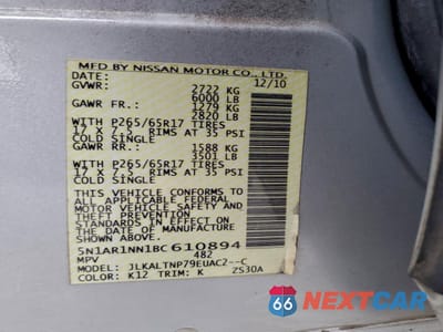 Zdjęcie 13 z 15 samochodu: 2011 NISSAN PATHFINDER S VIN:5N1AR1NN1BC610894 - miniatura