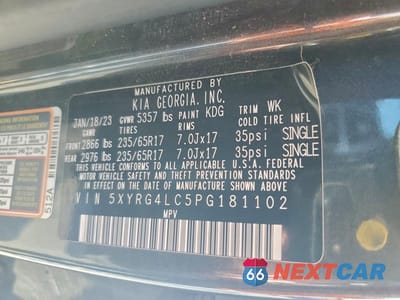 Zdjęcie 13 z 13 samochodu: 2023 KIA SORENTO LX VIN:5XYRG4LC5PG181102 - miniatura