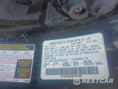 Zdjęcie 10 z 10 samochodu: 2005 NISSAN 350Z ROADSTER VIN:JN1AZ36A45M753769 - miniatura