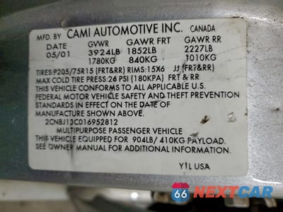 Zdjęcie 14 z 15 samochodu: 2001 CHEVROLET TRACKER VIN:2CNBJ13C016952812 - miniatura