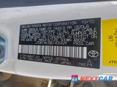 Zdjęcie 12 z 12 samochodu: 2011 TOYOTA YARIS VIN:JTDBT4K39B1405429 - miniatura