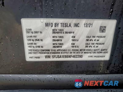 Zdjęcie 13 z 13 samochodu: 2022 TESLA MODEL S VIN:5YJSA1E66NF462290 - miniatura
