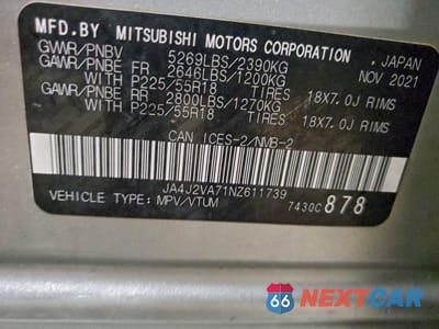 Zdjęcie 13 z 13 samochodu: 2022 MITSUBISHI OUTLANDER SEL VIN:JA4J2VA71NZ611739 - miniatura