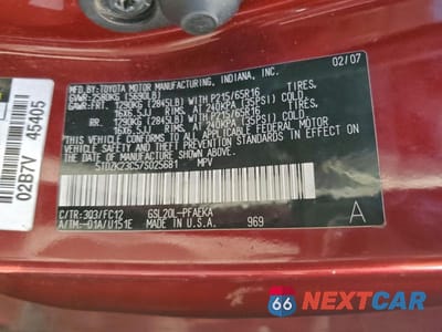 Zdjęcie 13 z 13 samochodu: 2007 TOYOTA SIENNA VIN:5TDZK23C57S025681 - miniatura