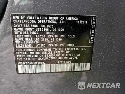 Zdjęcie 13 z 13 samochodu: 2020 VOLKSWAGEN ATLAS CROSS SPORT SE VIN:1V26C2CA5LC202562 - miniatura