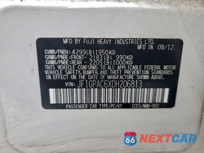 Zdjęcie 12 z 12 samochodu: 2013 SUBARU IMPREZA PREMIUM VIN:JF1GPAC6XDH206813 - miniatura