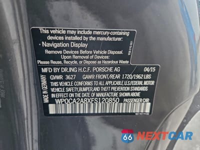 Zdjęcie 12 z 12 samochodu: 2015 PORSCHE BOXSTER VIN:WP0CA2A8XFS120850 - miniatura