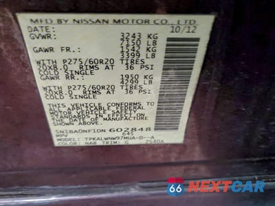 Zdjęcie 12 z 12 samochodu: 2013 NISSAN ARMADA PLATINUM VIN:5N1BA0NF1DN602848 - miniatura