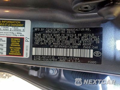 Zdjęcie 12 z 13 samochodu: 2016 TOYOTA CAMRY LE VIN:4T1BF1FK4GU132098 - miniatura