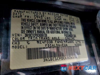 Zdjęcie 12 z 12 samochodu: 2012 NISSAN VERSA S VIN:3N1BC1CP0CK806130 - miniatura