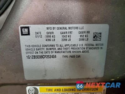 Zdjęcie 12 z 12 samochodu: 2012 CHEVROLET MALIBU LS VIN:1G1ZB5E08CF252404 - miniatura