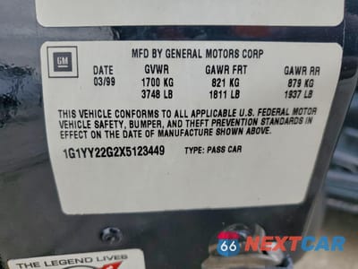 Zdjęcie 12 z 12 samochodu: 1999 CHEVROLET CORVETTE VIN:1G1YY22G2X5123449 - miniatura