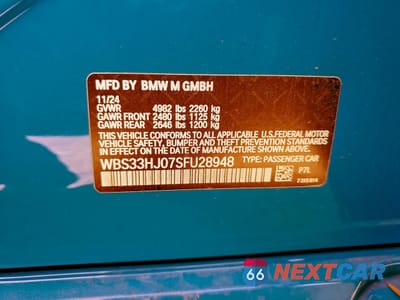 Zdjęcie 13 z 13 samochodu: 2025 BMW M3 COMPETITION VIN:WBS33HJ07SFU28948 - miniatura