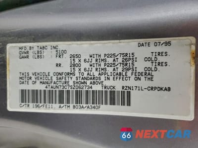 Zdjęcie 12 z 13 samochodu: 1995 TOYOTA TACOMA XTRACAB VIN:4TAUN73C7SZ062734 - miniatura