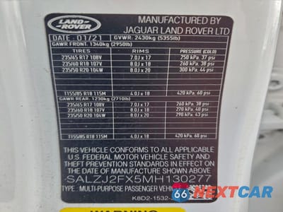Zdjęcie 13 z 13 samochodu: 2021 LAND ROVER RANGE ROVER EVOQUE S VIN:SALZJ2FX5MH130277 - miniatura