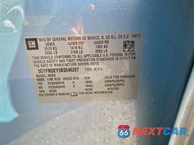 Zdjęcie 10 z 10 samochodu: 2011 CADILLAC SRX LUXURY COLLECTION VIN:3GYFNDEY9BS646287 - miniatura