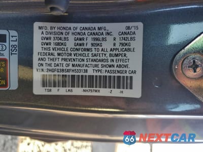 Zdjęcie 12 z 13 samochodu: 2015 HONDA CIVIC LX VIN:2HGFG3B5XFH533138 - miniatura