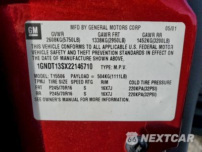 Zdjęcie 13 z 15 samochodu: 2002 CHEVROLET TRAILBLAZER VIN:1GNDT13SX22146710 - miniatura